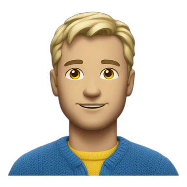 White Man in blue and yellow sweater sticker