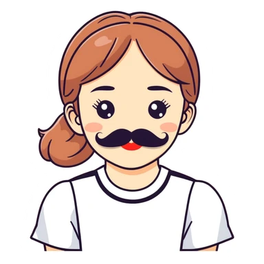 Girl with mustache  sticker