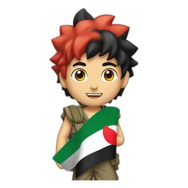 sangoku with a palestinian flag sticker