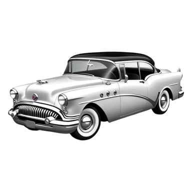 vintage hot rod, based on 1956 Buick Century, monochrome black and white sticker