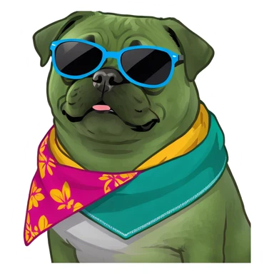 Pug with sunglasses sticker