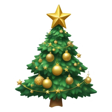 christmas tree with gold ornaments,snow, and a gold star sticker