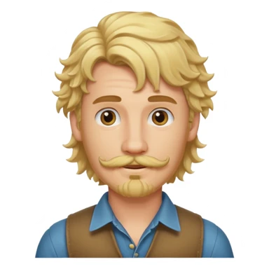 cute blonde guy with a longer curly mullet and a dark beard with moustache sticker