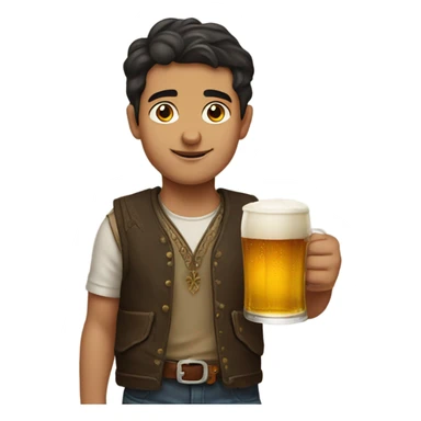 Armenian boy with beer sticker