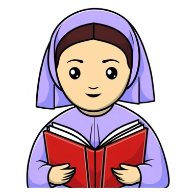 Sor Juana Inés de la Cruz, Mexican writer and poet with books sticker