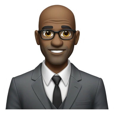 deon sanders with round face and suit and glasses and buzz cut and small eyes and over 50 small gray bearded receding hairline and small black eyes and wrinkled forehead sticker