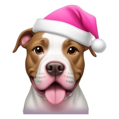 pit bull with pink Santa hat on sticker