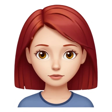 woman with straight dark red hair thin face cute sticker