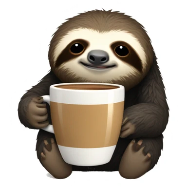 Cute sleepy Sloth in black turtleneck with coffee mug simple ios sticker