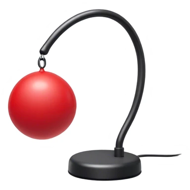A minimalistic, cartoon-style red punching ball emoji with a glossy texture. It has a slightly rounded top and is mounted on a slim, flexible base, appearing slightly in motion. The design should be expressive and clear as an emoji. The background is fully transparent for easy overlay. sticker