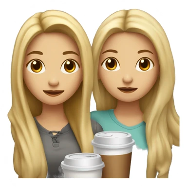 two girls best friends,one is blonde and another with brown hair drink coffee  sticker