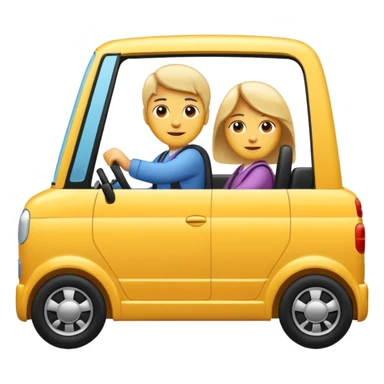 Crea un emoji con fondo transparente en PNG de una persona manejando un vehículo sticker