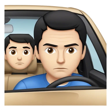 white guy with black hair sitting in bmw car with one eyebrow raised  sticker