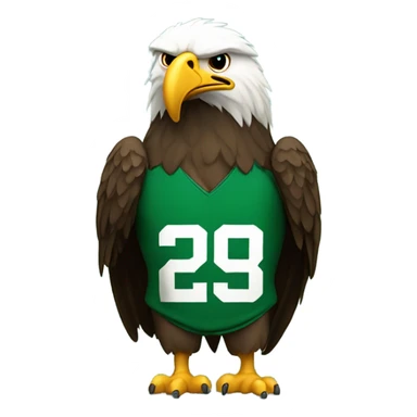 Small sad eagle with frown face and fat belly and green football jersey sticker