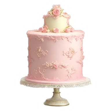 vintage rococo pale pink single layer cake sticker