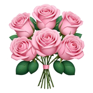 pastel pink colored rose bouquet simple ios emoji style sticker
