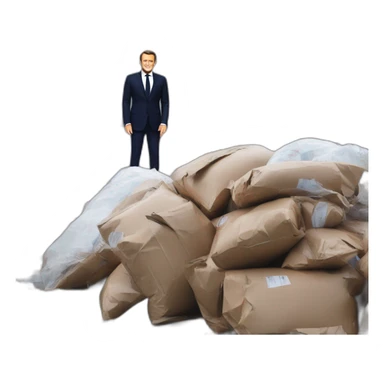 Emmanuel Macron next to waste sticker