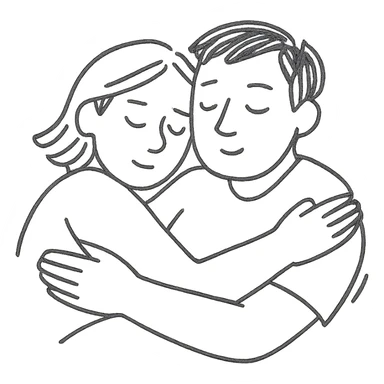 two people sleeping together, hugging, serene and loving, minimalistic style sticker