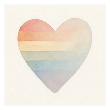 rainbow pride heart, watercolor art style, no text, pastel color palette sticker
