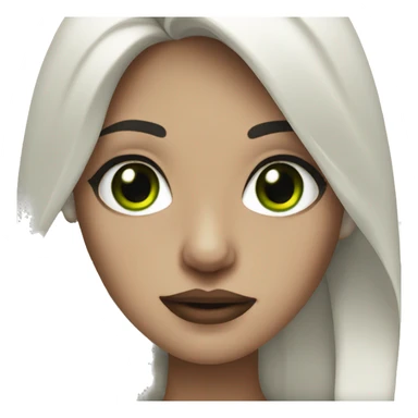 white woman with long dark brown hair, septum piercing and green eyes sticker