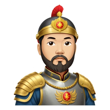 ​Cinematic Realistic Portrait of Trần Hưng Đạo, depicted as a revered Vietnamese general with his characteristic traditional Vietnamese beard and historic armor, his determined gaze illuminated by dramatic historical lighting that evokes his legendary martial spirit and leadership, sticker