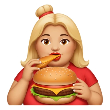 fat woman eating a burger with bold text that says “ur mom” sticker
