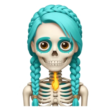 braided turqoise haired skeleton sticker