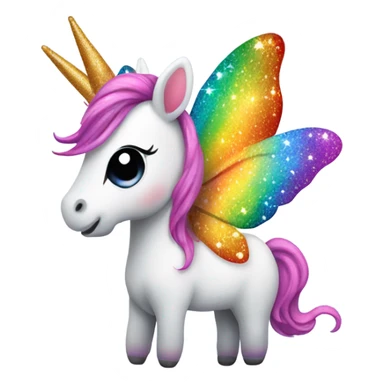 Whimsical rainbow unicorn butterfly with glitter sticker