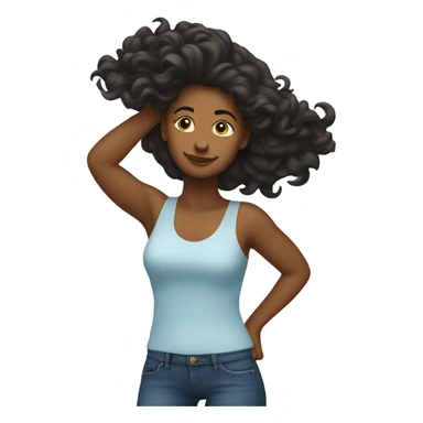 Woman proudly swings her hair backwards  sticker