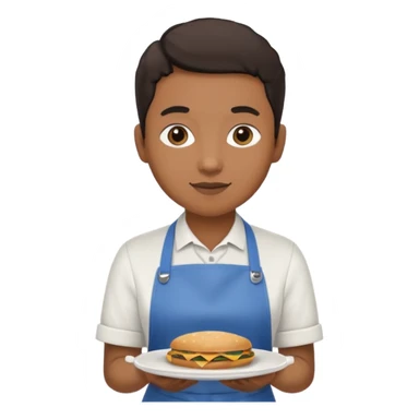 hazme una persona atendiendo una cafeteria universitaria sirviendo comida sticker