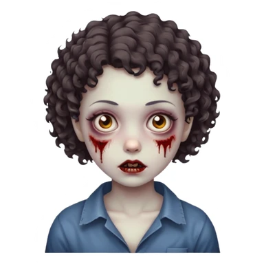 A zombie girl with very short curly hair sticker