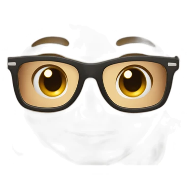 nerd face mouth close 2 teeth visible acne on the face pale tan black hair with glasses sticker