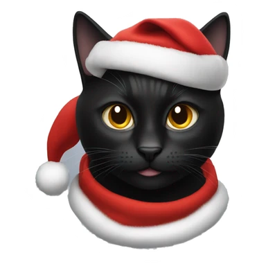 Black cat with Santa hat sticker