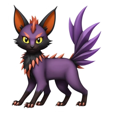 Black edgy Noivern-Noibat-Purloin-Torracat-Lykoi-Caracal-cat-Fakemon-fusion-hybrid-creature sticker