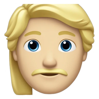 blonde white male with blue eyes and a moustache that has medium length curtain hair sticker
