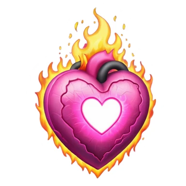 Burning pink heart  sticker