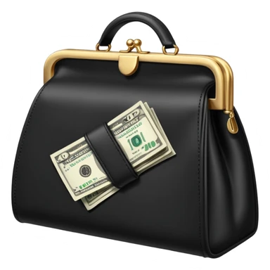 elegant black purse with dollar bills sticking out sticker