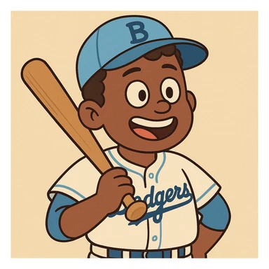 Light blue Little people pictures a boy Jackie Robinson Witam by 20 Label Sanches Vegas Mustined by Linzie Heater sticker