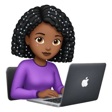black pretty girl working hard with sparkles on laptop sticker
