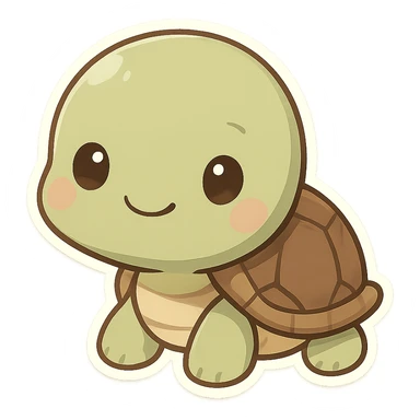 chibi-style turtle with tiny body and large head, chibi stickers style sticker