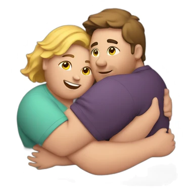 overweight couple hugging sticker