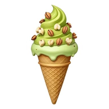 ice cream cone with pistachio scoop and chopped nuts sticker