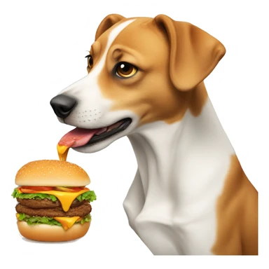 dog eating a burger  sticker