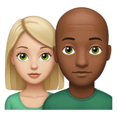 Black bald guy with brown eyes & a white girl brown hair with green eyes  sticker