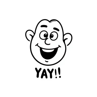 Happy face with big smile saying "YAY!" sticker