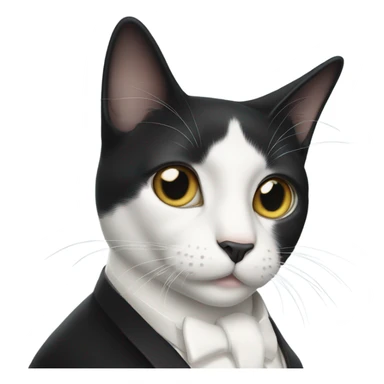 Tuxedo cat with white mustache  sticker