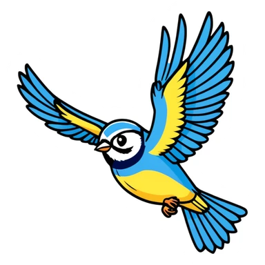 Eurasian blue tit bird flying in the air sticker
