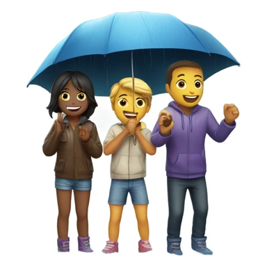 4 friends playing in the rain sticker