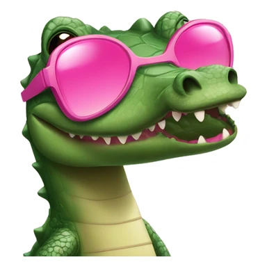 Crocodile with pink shorts and pink lipstick with pink sunglasses sticker