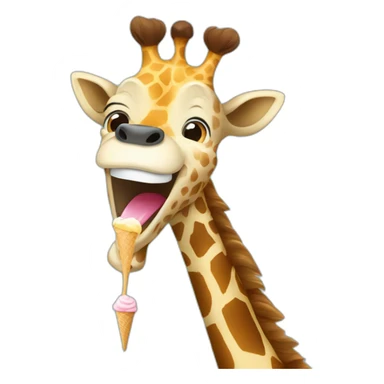 Giraffe laughing with an ice cream sticker